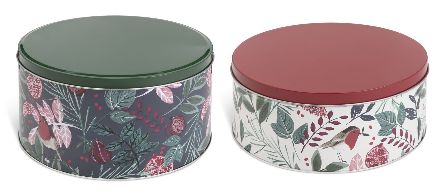 Argos Home Robin Pack of 2 Cake Tin - Floral