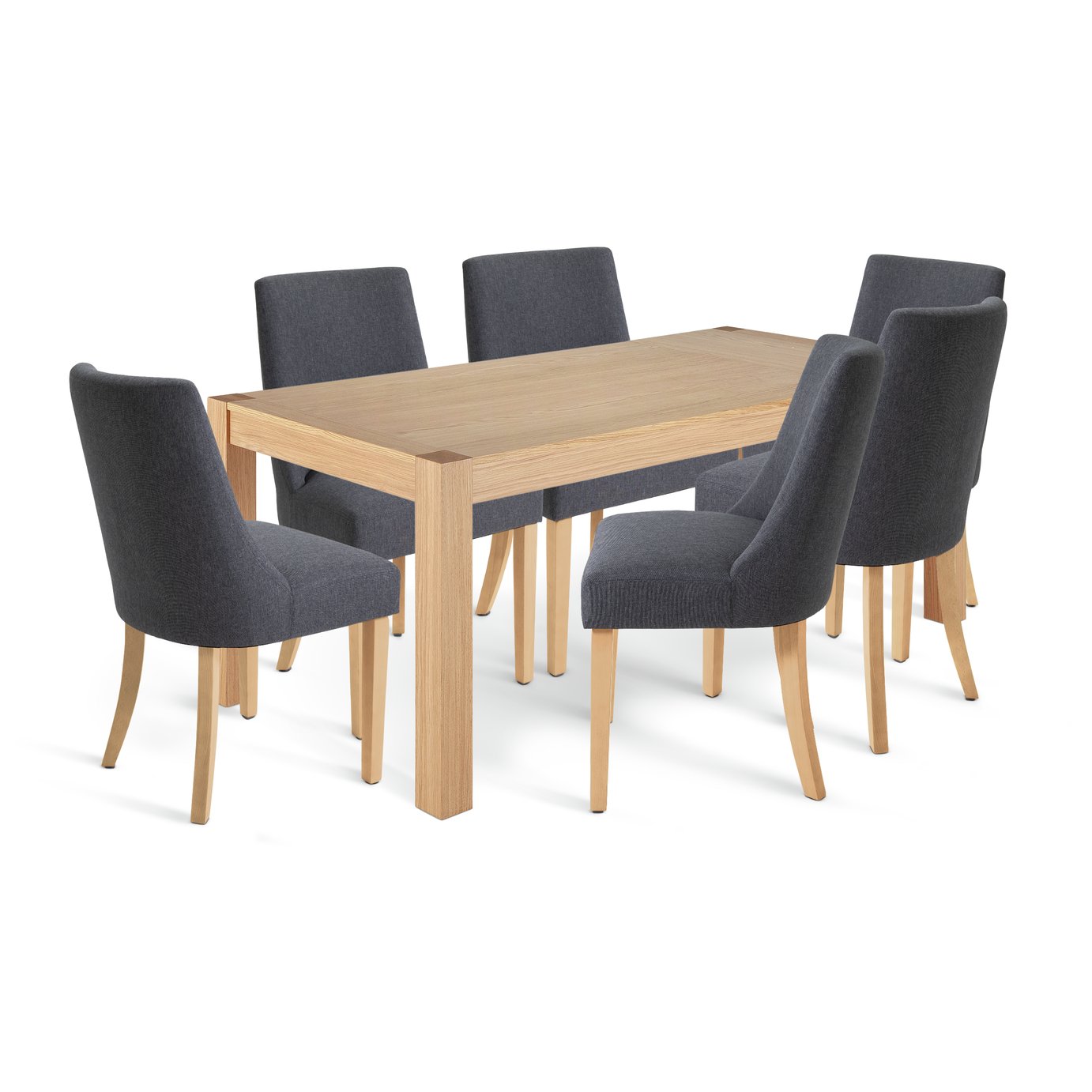 Habitat Alston Wood Dining Table & 6 Alec Charcoal Chairs