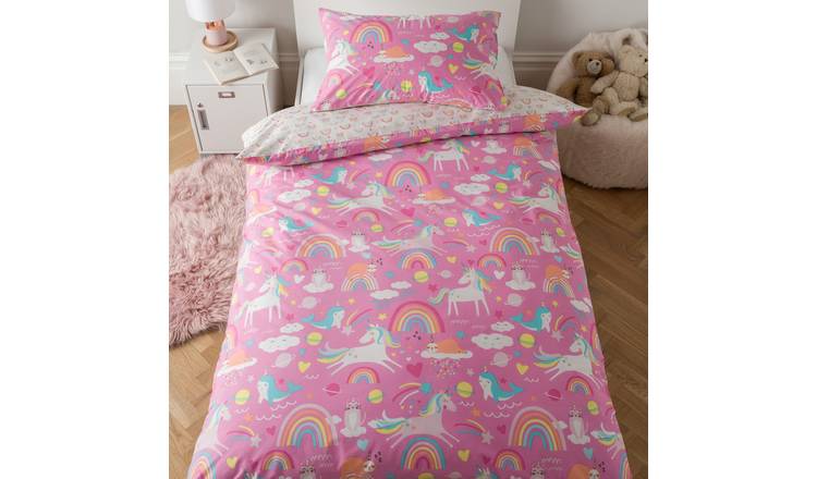 Argos Home Kids Pink Unicorn Bedding Set - Toddler