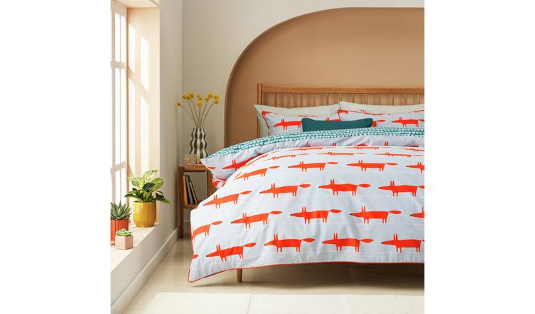 Buy Habitat x Scion Cotton Mr Fox Light Blue Bedding Set-Double | Duvet ...