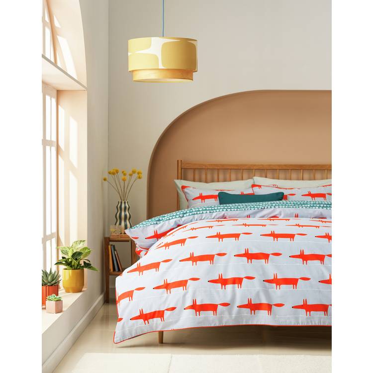 Habitat x Scion Cotton Mr Fox Light Blue Bedding Set-Double 0