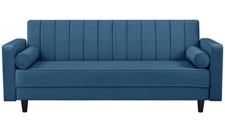 Habitat Preston Velvet 3 Seater Clic Clac Sofa Bed - Navy