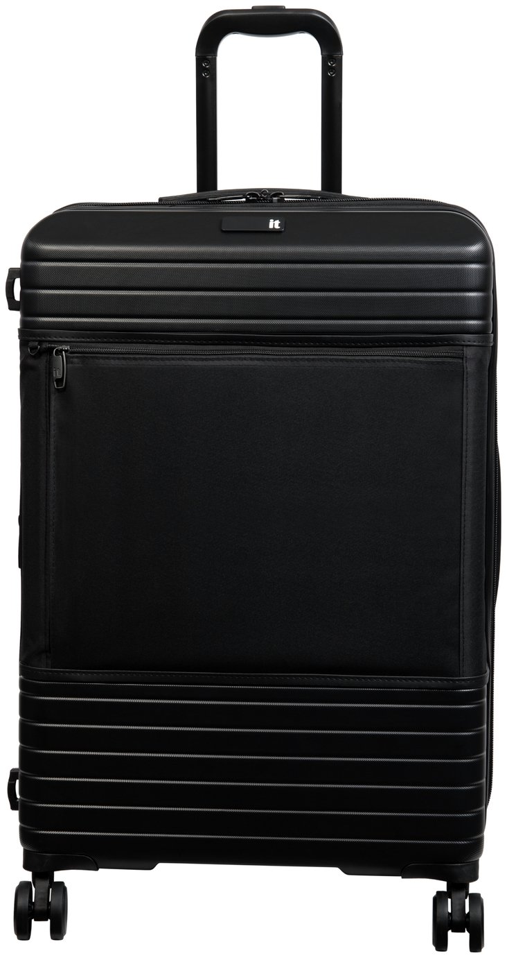 IT Hard Medium Size Expandable 8 Wheel Suitcase - Black