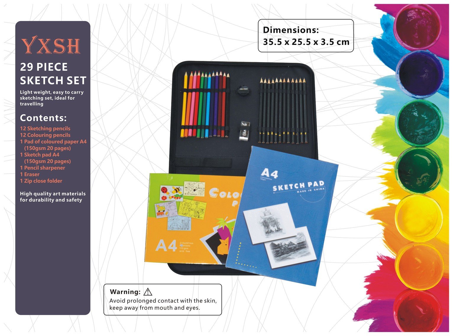 Buy YXSH Colour Sketch Set - 29 Pieces, Art sets and accessories