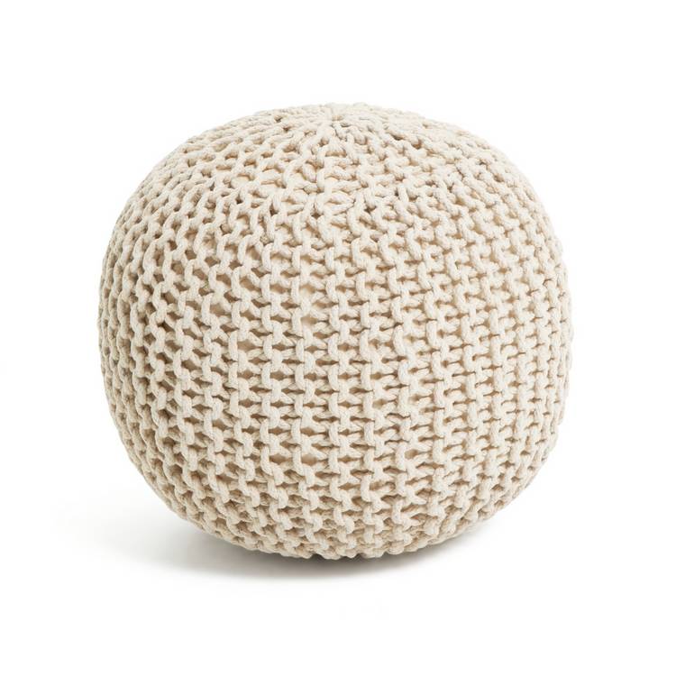 Kaikoo Dottie Cotton Knitted Pod Footstool - Natural 0