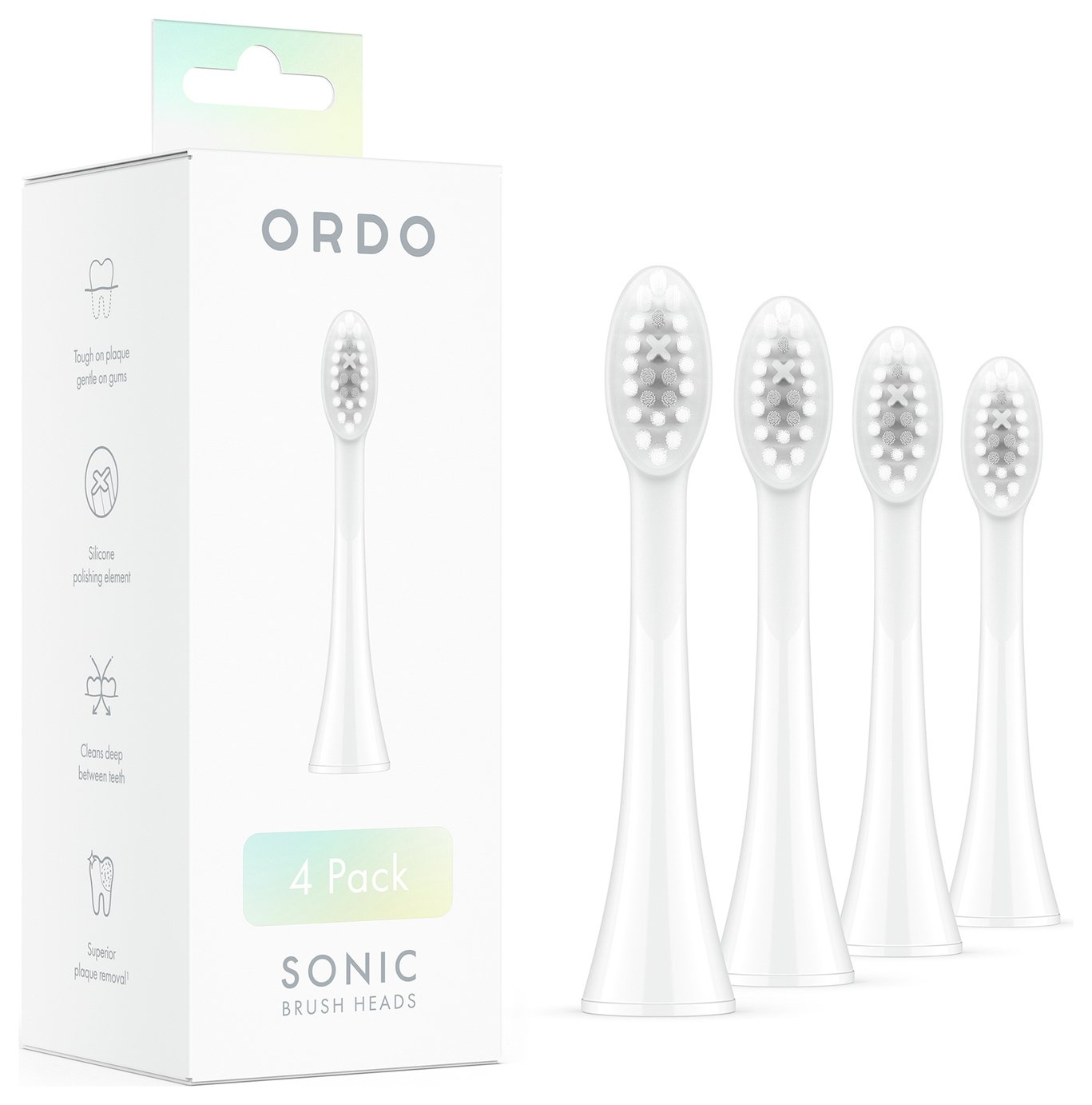 Ordo Sonic  White Electric Brush Heads - 4 Pack
