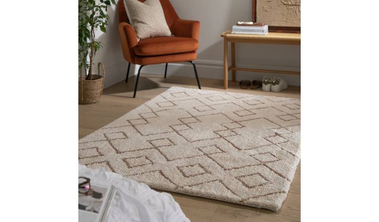 Buy Habitat Diamond Tufted Rug - Natural - 120x170cm, Rugs