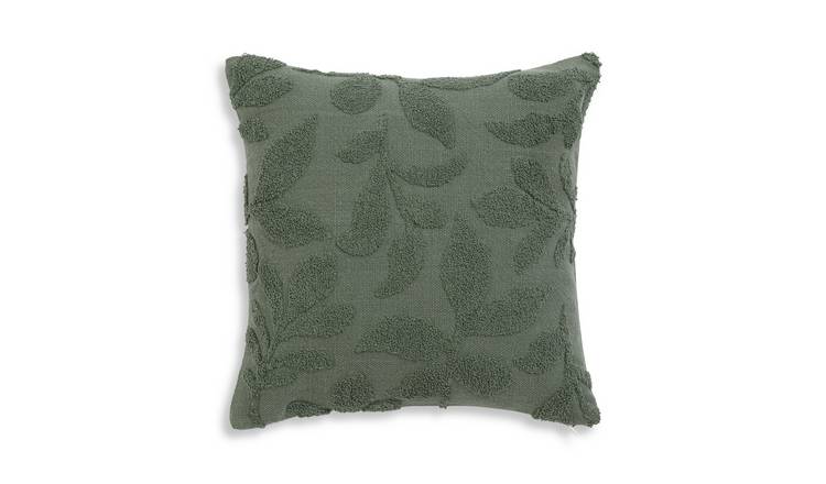 Buy Habitat Floral Tufted Cushion Green 43x43cm Cushions