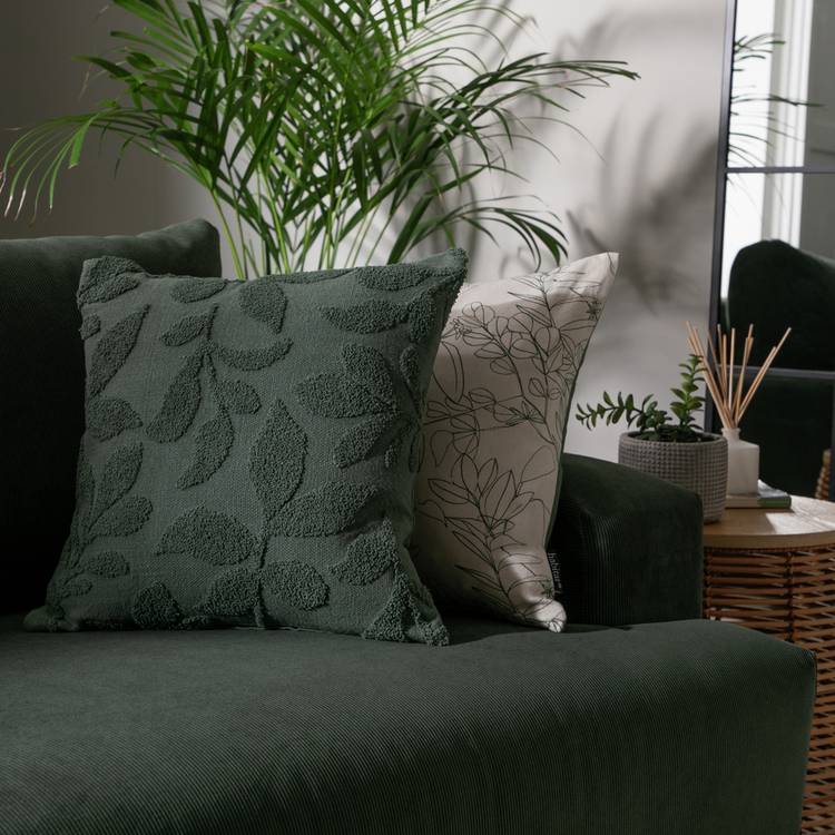 Habitat Floral Tufted Cushion - Green - 43x43cm 0