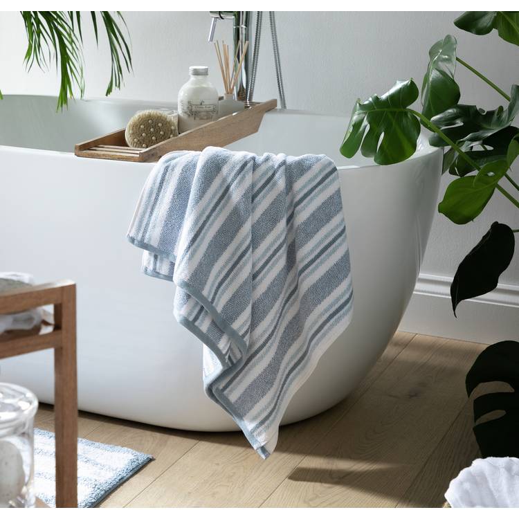 Habitat Coastal Tufted Horizontal Stripe Hand Towel - Blue 0