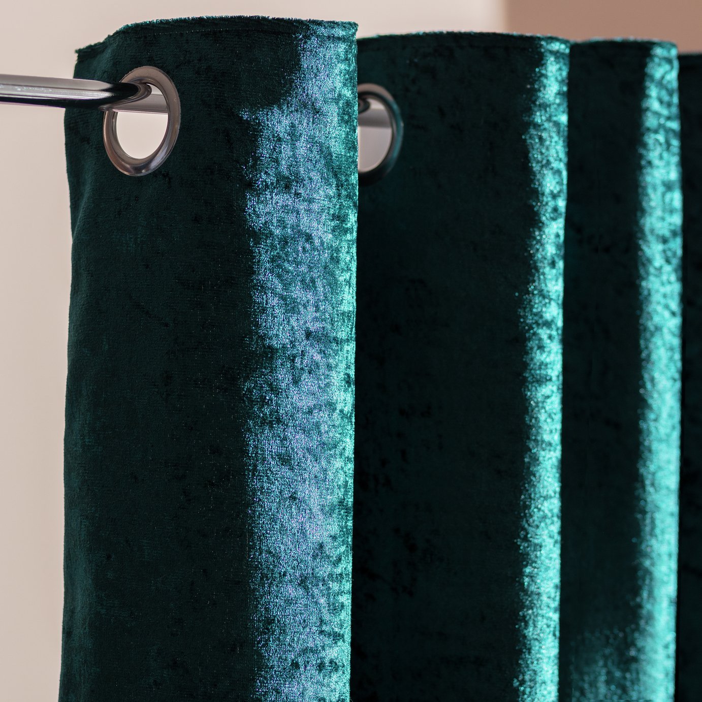 Argos Home Crushed Velvet Eyelet Curtains - Emerald