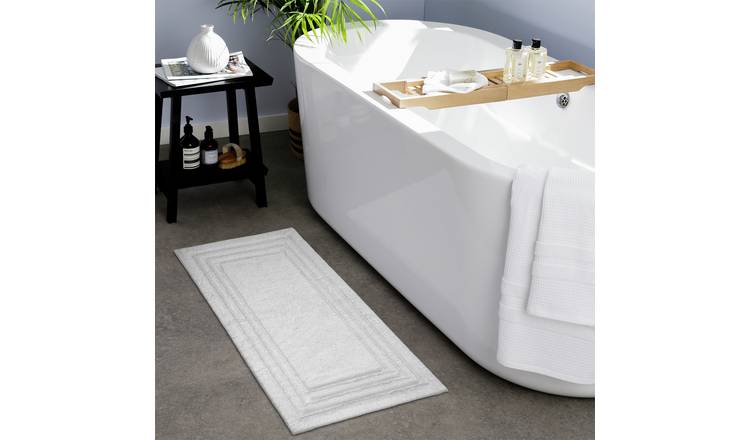 Habitat Quick Dry White Cut Pile Bath Runner - 100x40cm