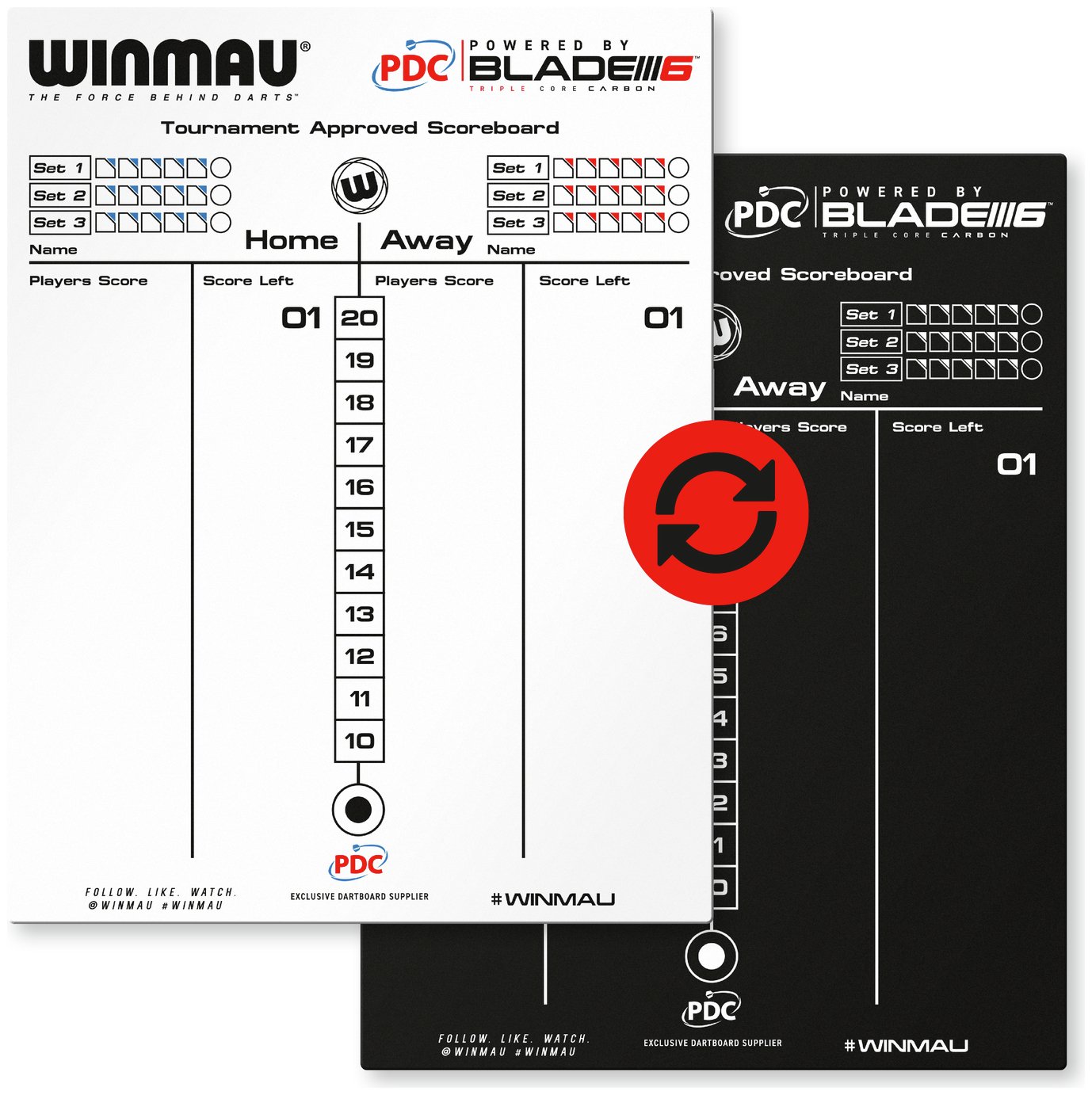 Winmau Double-Sided Dry Wipe & Chalk Scoreboard