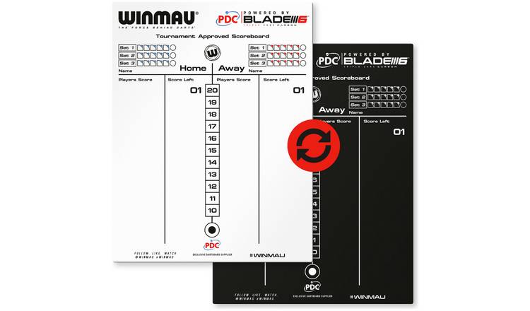 Winmau Double-Sided Dry Wipe & Chalk Scoreboard