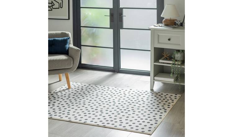 Argos Home Multi Spot Black & White Cut Pile Rug - 170x120cm