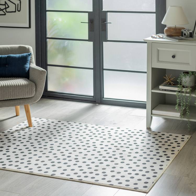 Argos Home Multi Spot Black & White Cut Pile Rug - 170x120cm 0