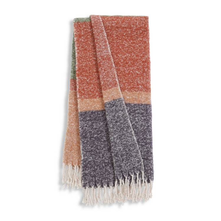 Habitat Faux Mohair Stripe Throw - Multicoloured - 125X150cm 0