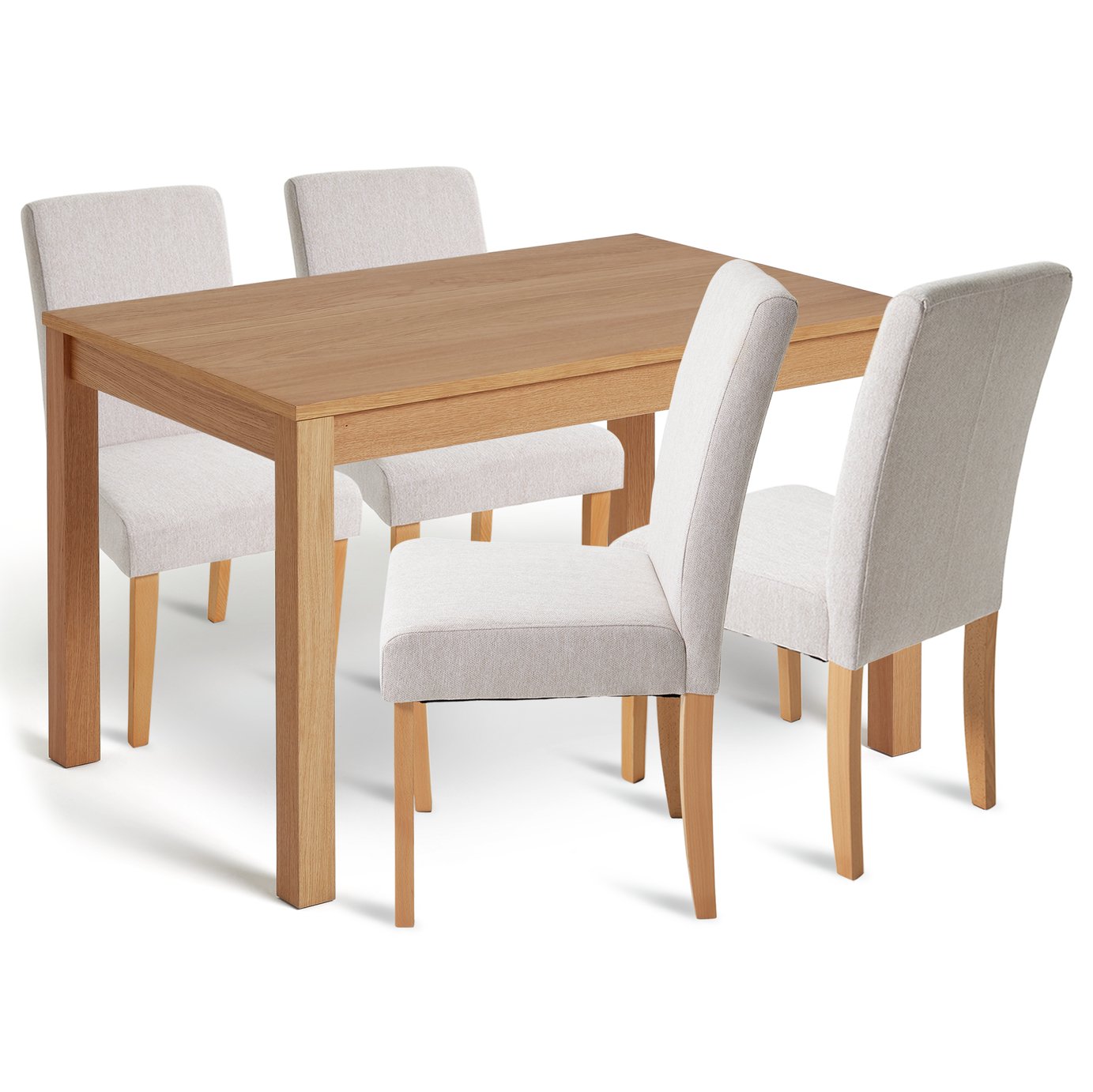 Habitat Clifton Wood Dining Table & 4 Cream Chairs