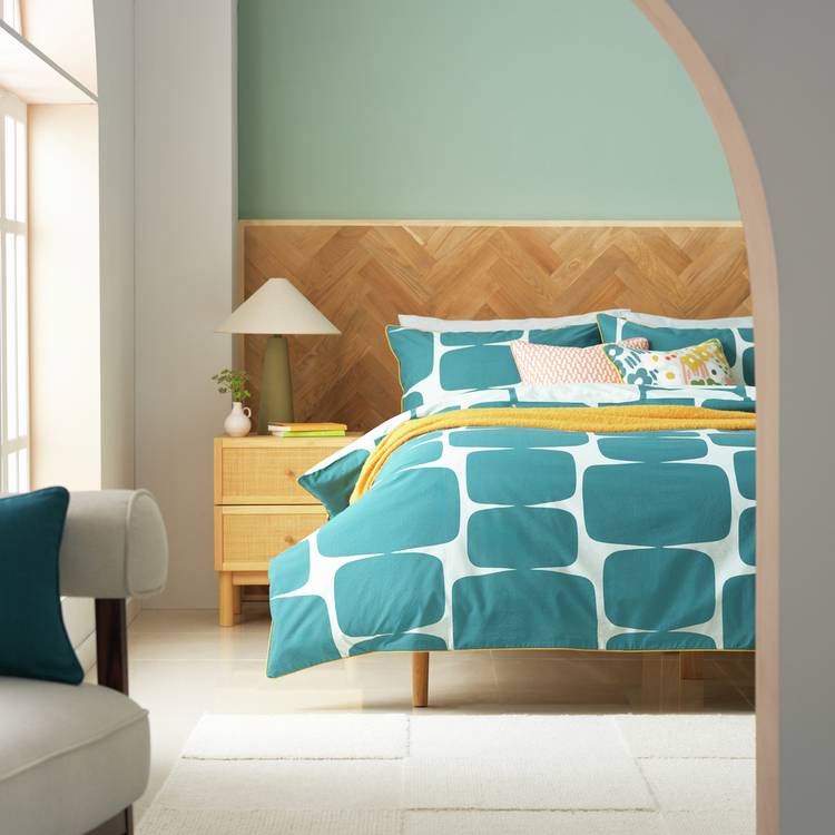 Habitat x Scion Cotton Lohko Teal Bedding Set - Double 0