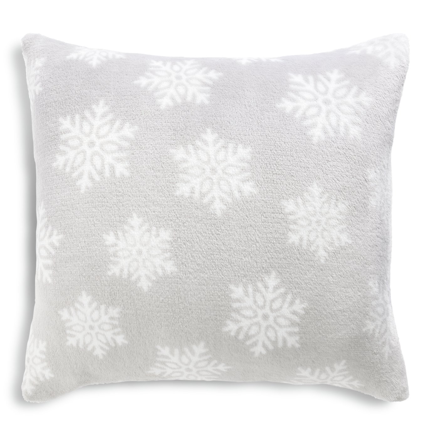 Argos Home Christmas Snowflake Fleece Cushion -Grey -43x43cm