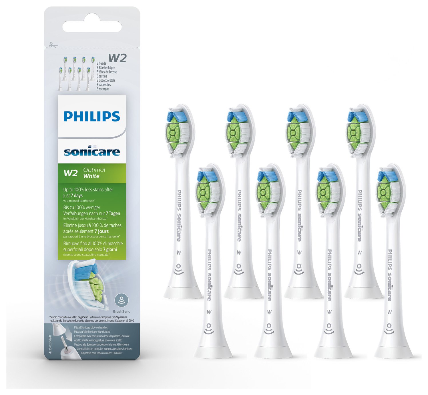 Philips Sonicare W2 Optimal White Brush Head - White 8 Pack