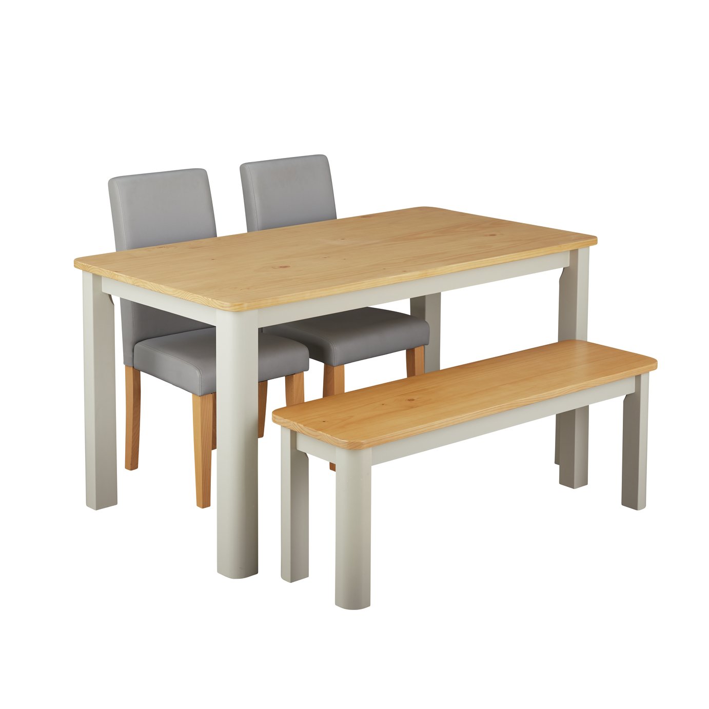 Argos Home Bournemouth Wood Table, 2 Grey Chairs & Bench Review