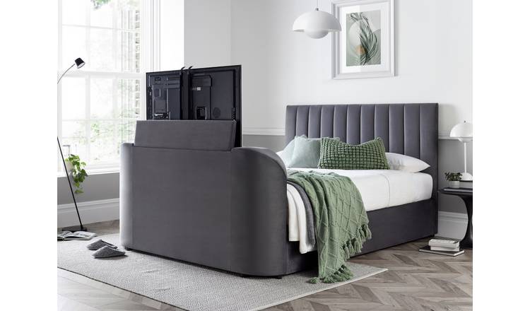 Smart TV Bed Sheldon Kingsize Ottoman TV Bed Frame - Grey