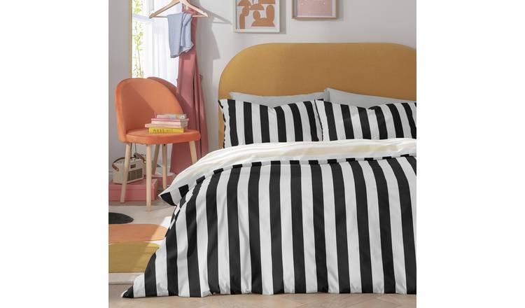 Habitat Trend Stripe Black and White Bedding Set - Double