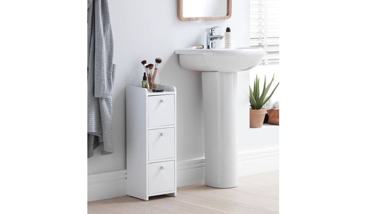 Slim white deals bathroom storage unit