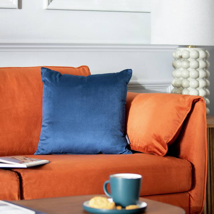 Habitat Velvet Cushion - Navy - 43x43cm 0