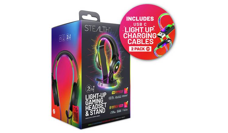 Buy STEALTH LED Light Up Gaming Headset Stand Cable Bundle