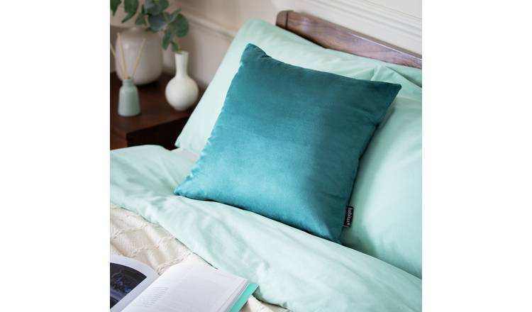 Habitat Velvet Cushion - Teal - 43x43cm