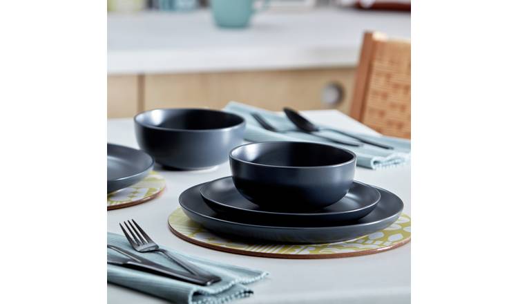 Buy Habitat Matte Glaze 4 Piece Stoneware Pasta Bowl Charcoal