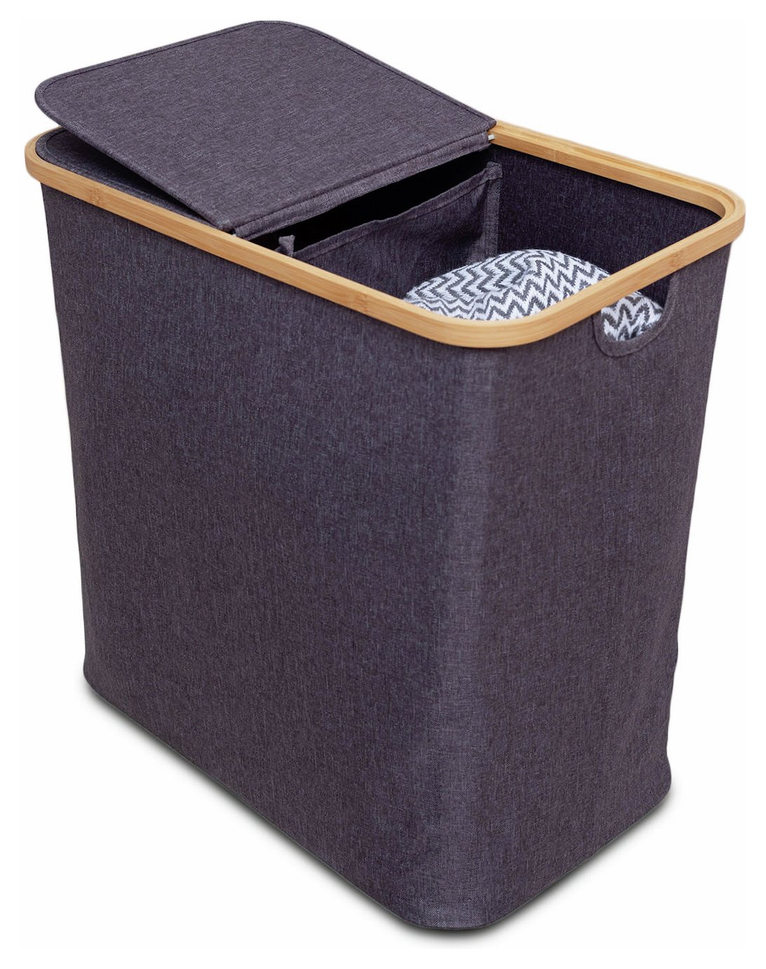 Addis 85 Litre Double Bamboo Laundry Hamper - Grey