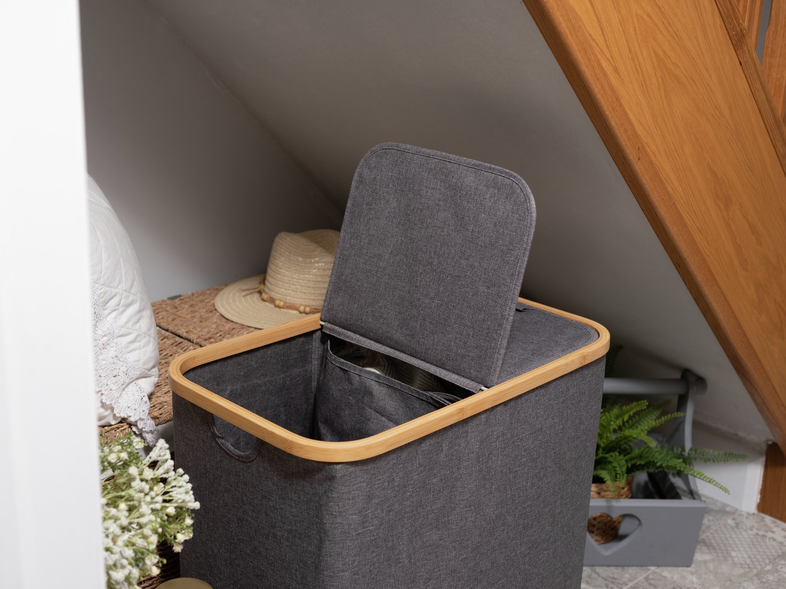 Buy Addis 85 Litre Double Bamboo Laundry Hamper - Grey | Laundry