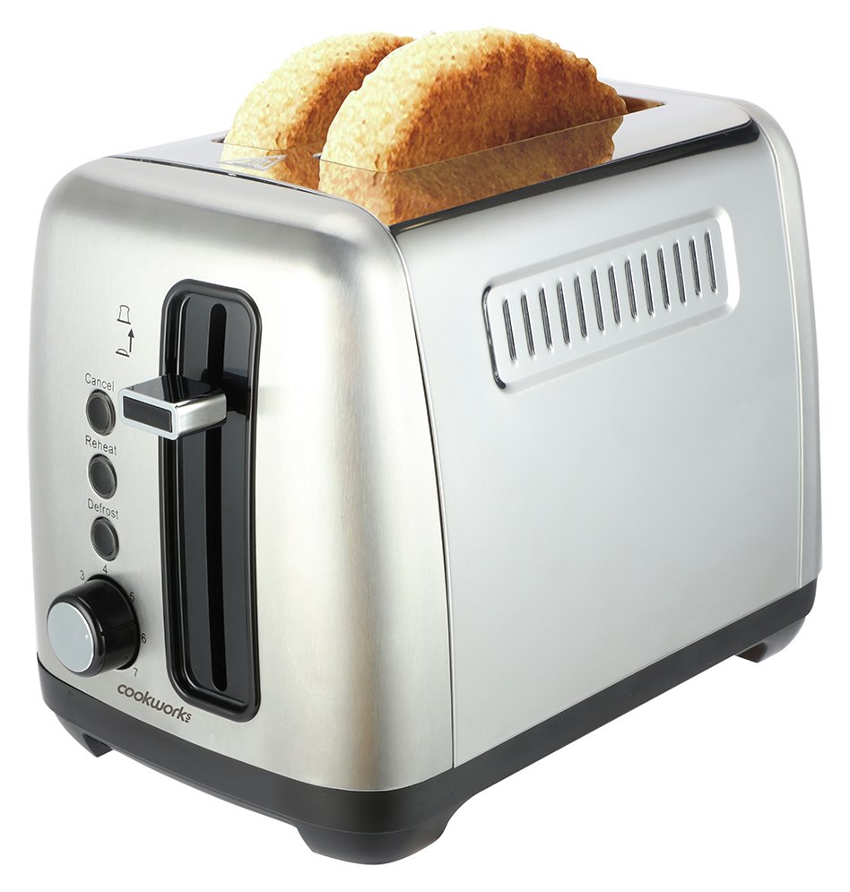 Cookworks 2 Slice Toaster - Stainless Steel