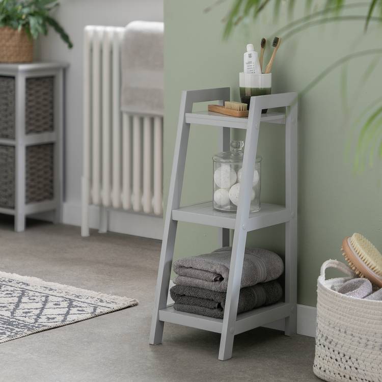 Argos Home 3 Tier Tongue & Groove Bathroom Shelves - Grey 0