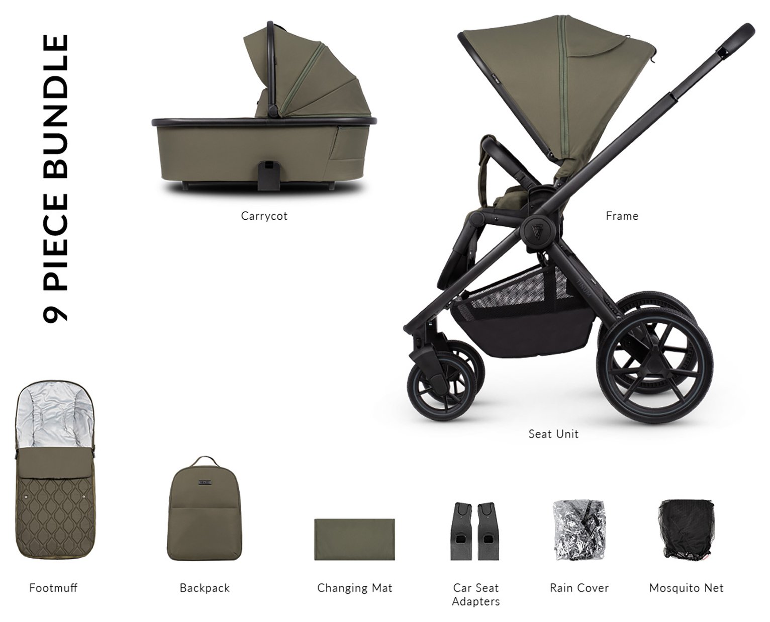 Venicci Tinum Edge 2In1 Pushchair-Moss