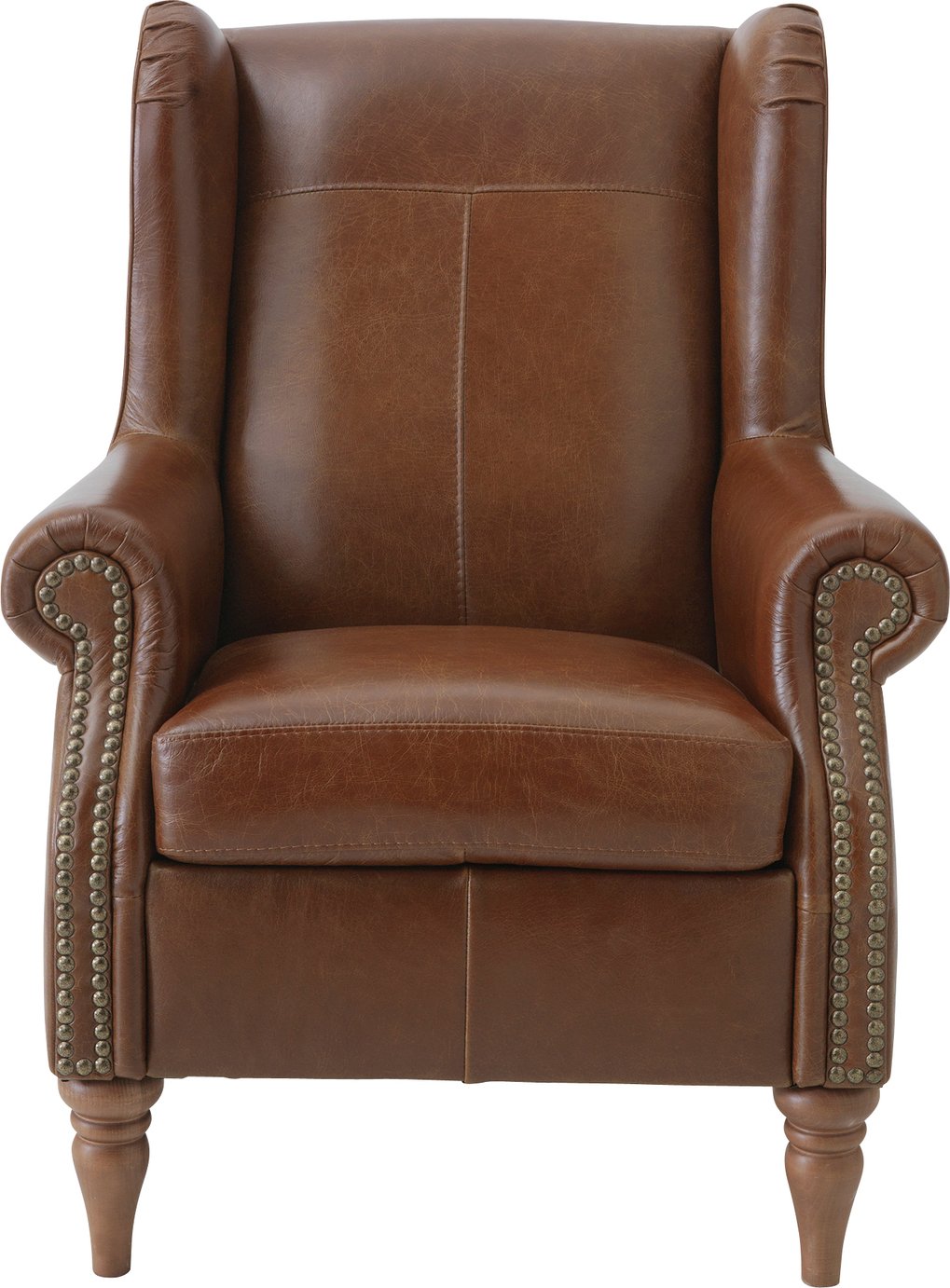 Argos Home Argyll Studded Leather Wingback Chair - Tan