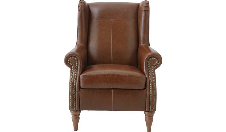 Argos Home Argyll Studded Leather High Back Chair - Tan