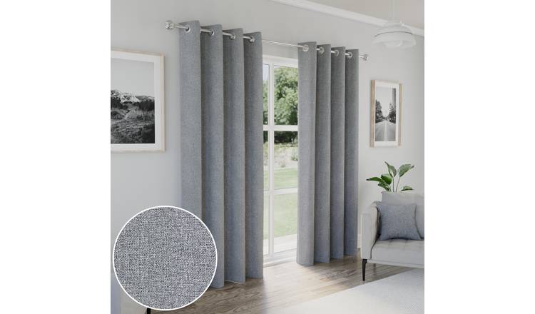 Enhanced Living Austin Eyelet Blackout Thermal Curtains - 117 x 137cm - Grey
