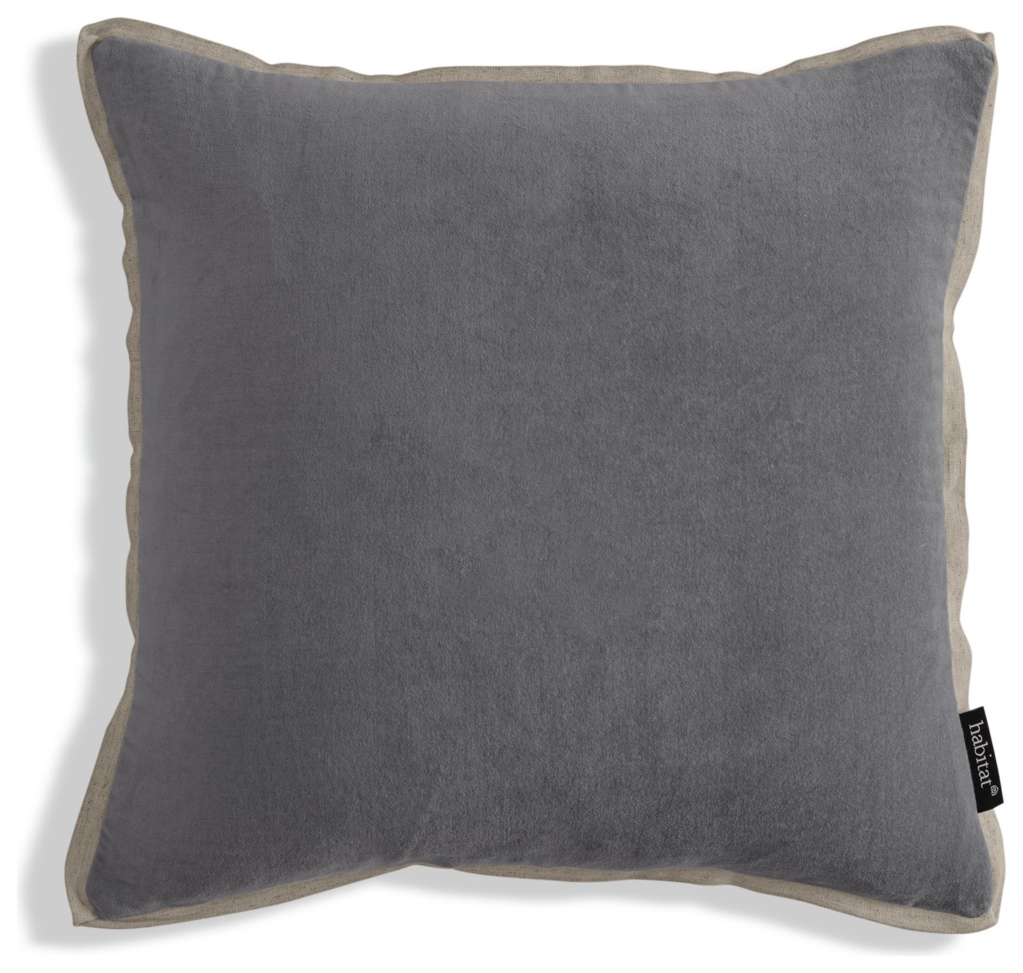 Habitat Cotton Velvet Cushion - Charcoal - 43x43cm