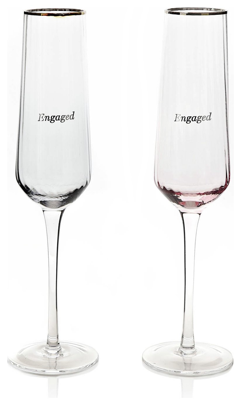 Amore Set of 2 Engaged Flute Glasses