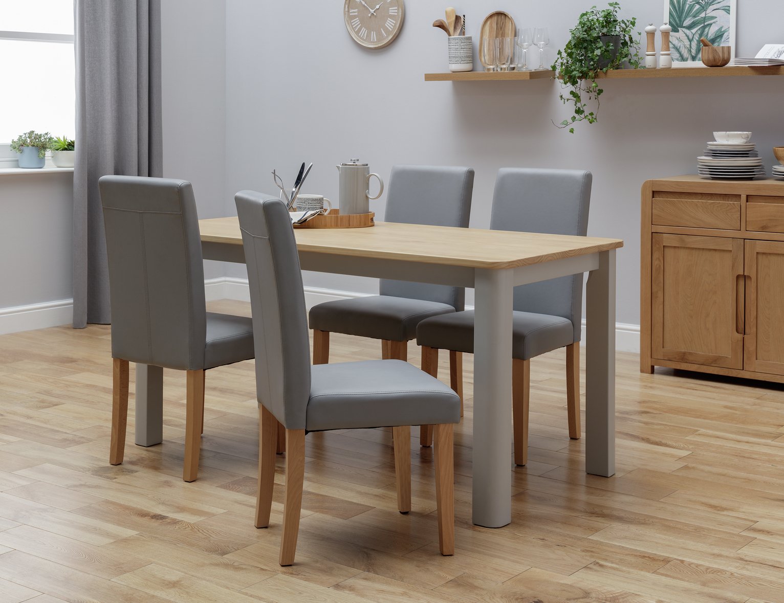 Argos Home Bournemouth Solid Wood Table & 4 Grey Chairs Review