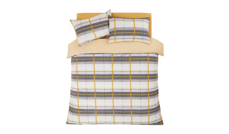 Buy Argos Home Mustard And Grey Check Bedding Set Kingsize