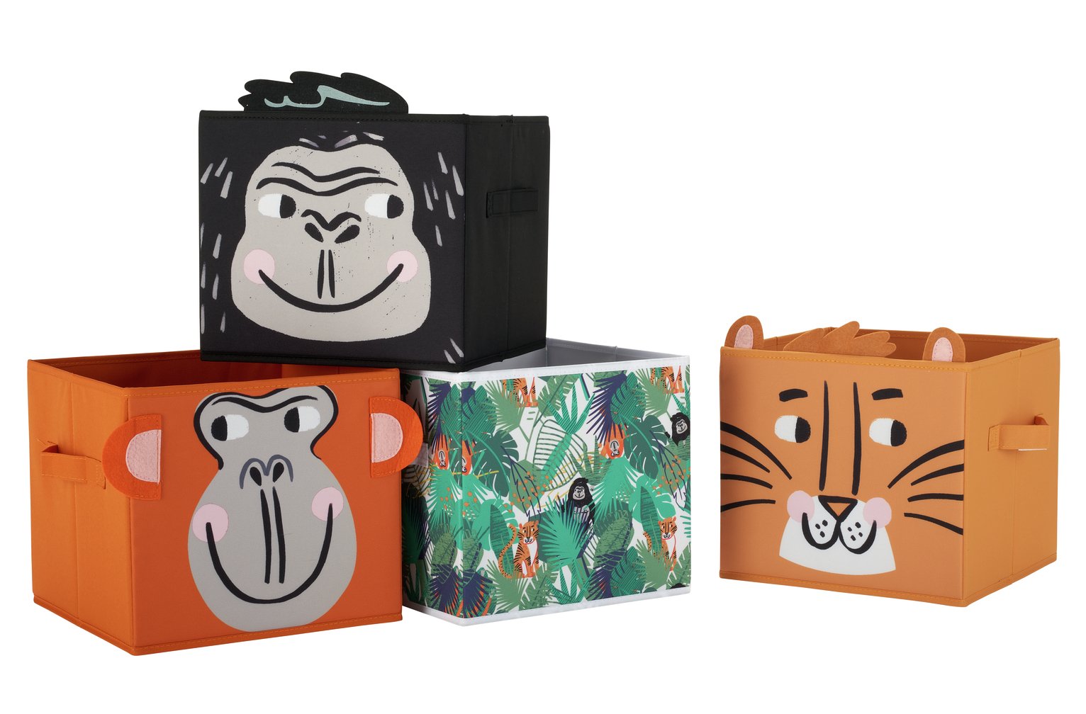 Argos Home Set of 4 Jungle Safari Canvas Boxes