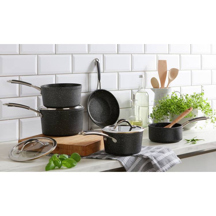 Habitat 5 Piece Rock Effect Non Stick Aluminium Pan Set 0