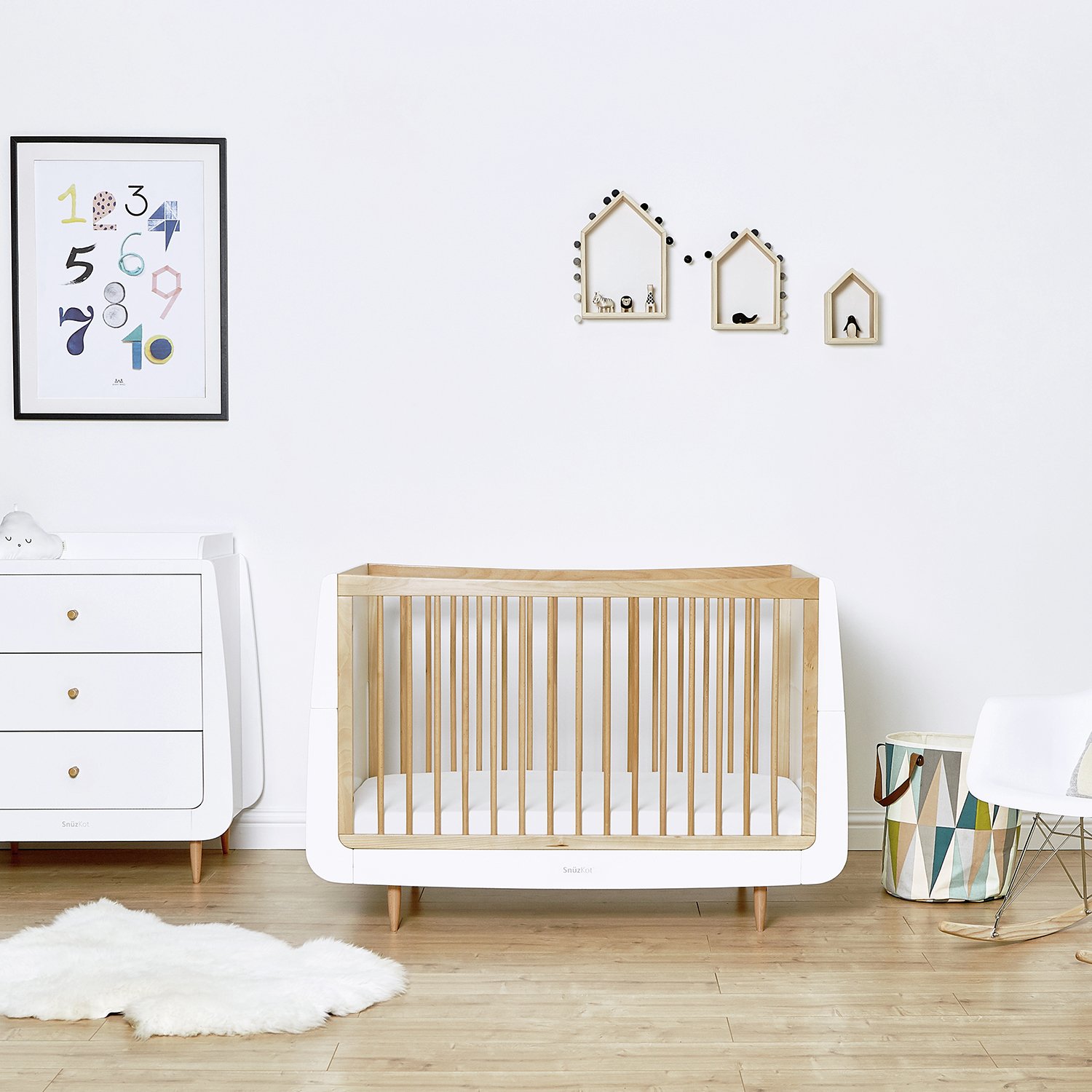 Snuzkot Skandi Cot Bed and Dresser Nursery Set - Natural