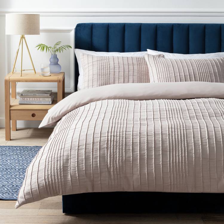 Argos Home Crinkle Taupe Bedding Set - Single 0