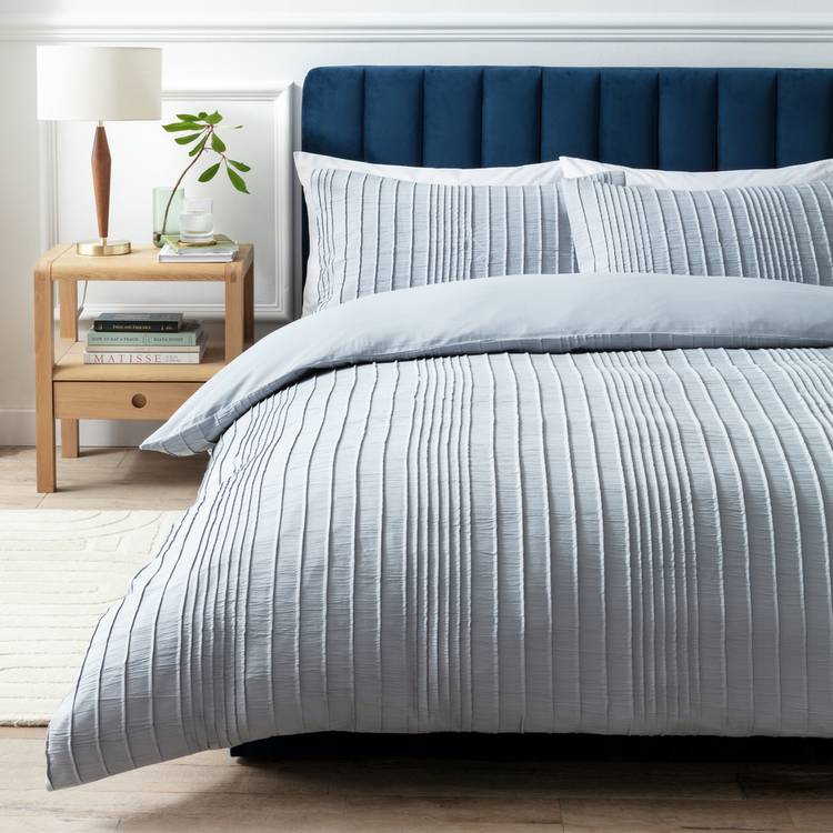 Argos Home Crinkle Blue Bedding Set - King size 0